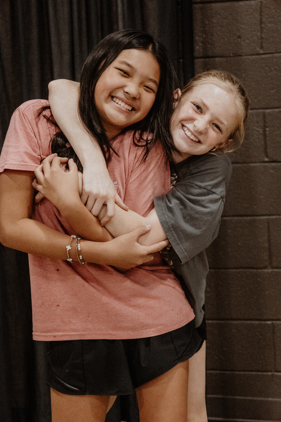 Middle school students together.
